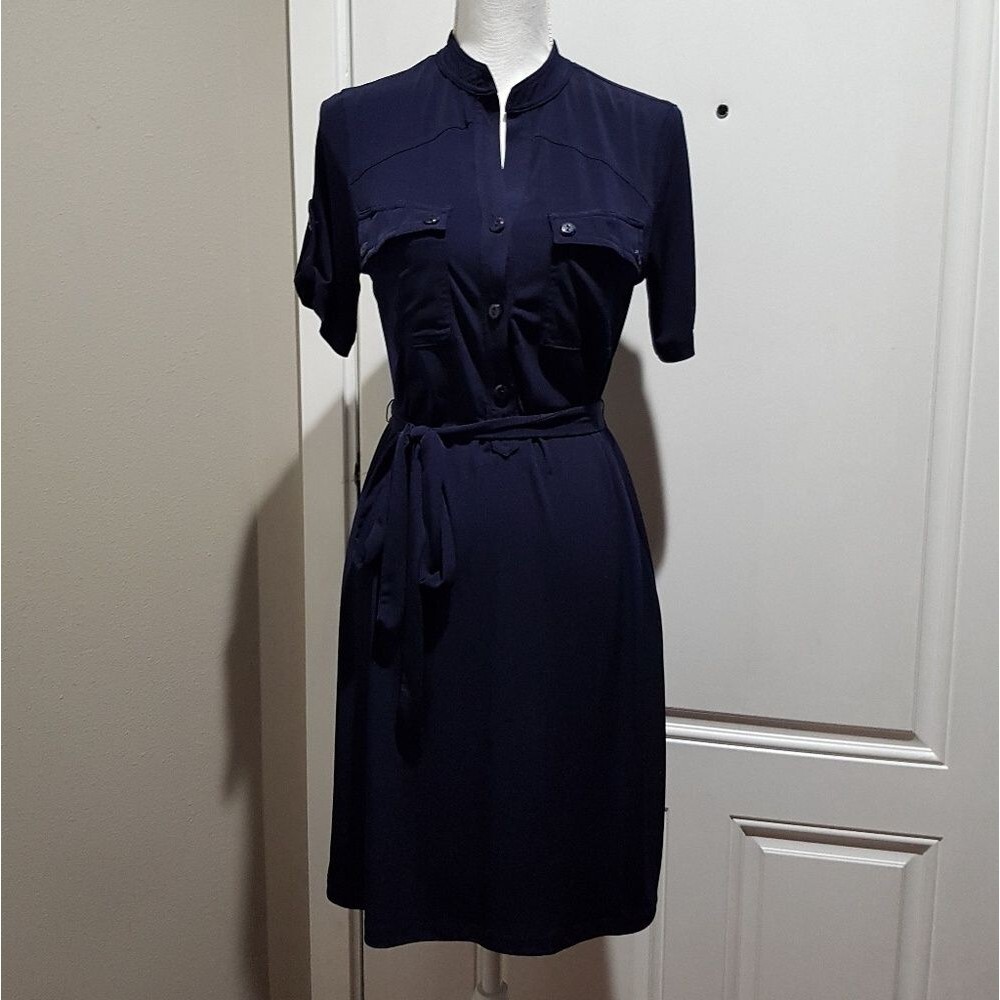 Women's navy blue wrap dress, size 8